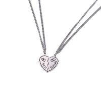 Titanium Steel Puzzle Friendship Necklace, Heart, polished, 2 pieces & sideways chain & Unisex & with letter pattern, original color, Length:Approx 23.6 Inch, Sold By Set