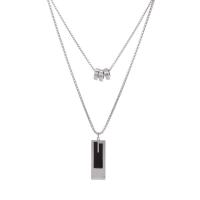 Titanium Steel Necklace with 2inch extender chain Geometrical Pattern polished 2 pieces & Unisex & enamel original color Length Approx 19.7 Inch Approx 23.6 Inch Sold By PC