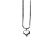 Titanium Steel Necklace with 2inch extender chain Heart polished snake chain & for woman original color Length Approx 17.7 Inch Sold By PC
