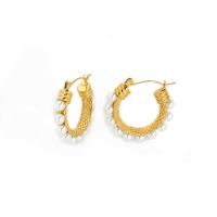 304 Edelstahl Hebel Rückseiten Ohrring, mit Kunststoff Perlen, 18 K vergoldet, Modeschmuck & für Frau, 26x24mm, verkauft von Paar