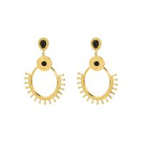 304 Stainless Steel Drop Earring with Natural Stone real gold plated fashion jewelry & for woman & hollow Sold By Pair