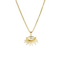 304 Stainless Steel Necklace with 2inch extender chain Evil Eye 18K gold plated fashion jewelry & for woman & with rhinestone & hollow Length Approx 15.7 Inch Sold By PC