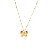 304 Stainless Steel Necklace, with 2inch extender chain, Butterfly, real gold plated, fashion jewelry & for woman & with rhinestone, 15x12mm, Length:Approx 15.7 Inch, Sold By PC