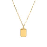 304 Stainless Steel Necklace, with 2inch extender chain, Rectangle, 18K gold plated, fashion jewelry & oval chain & for woman, 13x22mm, Length:Approx 15.7 Inch, Sold By PC