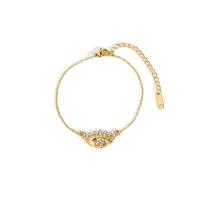 304 Stainless Steel Bracelet with 2inch extender chain Evil Eye real gold plated fashion jewelry & for woman & with rhinestone & hollow Length Approx 6.7 Inch Sold By PC