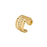 304 roestvrij staal Manchet Finger Ring, Geometrisch Patroon, echt goud verguld, verstelbaar & voor vrouw & hol, 14.50mm, Verkocht door PC