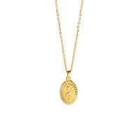 304 Stainless Steel Necklace, with 2inch extender chain, Oval, 18K gold plated, embossed & oval chain & for woman, 15x25mm, Length:Approx 15.7 Inch, Sold By PC