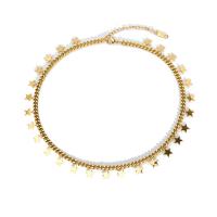 Acier inoxydable 304 collier, avec 2inch chaînes de rallonge, étoile, bijoux de mode & pour femme, plus de couleurs à choisir, Longueur:Environ 15 pouce, Vendu par PC