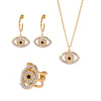 304 rostfritt stål Smycken Set, Evil Eye, äkta guldpläterad, olika stilar för val & för kvinna & med strass & ihålig, Säljs av PC