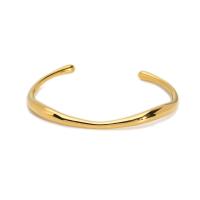 Aço inoxidável 304 abertura da pulseira, banhado a ouro 18k, joias de moda & para mulher, Diametro interno:Aprox 65mm, vendido por PC