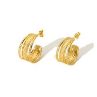 304 Stainless Steel Stud Earring, 18K gold plated, fashion jewelry & for woman, 12x24mm, Sold By Pair