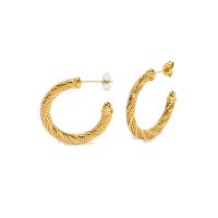 304 rostfritt stål Stud Earring, 18K guldpläterad, mode smycken & för kvinna, 27x3.20mm, Säljs av Par