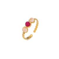 304 Edelstahl Manschette Fingerring, mit Naturstein, vergoldet, Modeschmuck & einstellbar & für Frau, keine, 2.10mm, verkauft von PC