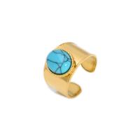304 Edelstahl Manschette Fingerring, mit Naturstein, vergoldet, verschiedenen Materialien für die Wahl & einstellbar & für Frau, 15mm, verkauft von PC