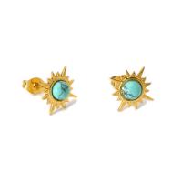 304 Stainless Steel Stud Earring with Natural Stone Geometrical Pattern 18K gold plated fashion jewelry & for woman Sold By Pair