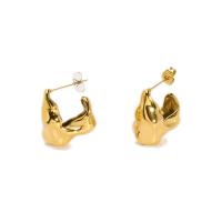 304 rustfrit stål Stud Earring, Letter V, ægte forgyldt, mode smykker & for kvinde, 17x19mm, Solgt af par