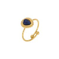 Aço inoxidável 304 Cuff Ring Finger, with Pedra natural, Lágrima, banhado a ouro 18k, joias de moda & ajustável & para mulher, Mais cores pare escolha, 9.70x11.50mm, vendido por PC