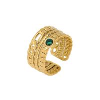 Edelstahl Ringe, 304 Edelstahl, mit Naturstein, vergoldet, Modeschmuck & einstellbar & für Frau & hohl, keine, 10mm, verkauft von PC