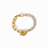 Acier inoxydable 304 bracelet, avec 2inch chaînes de rallonge, Plaqué d'or 18K, bijoux de mode & pavé de micro zircon & pour femme, Longueur:Environ 6.7 pouce, Vendu par PC