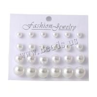 Earring Jewelry, Plastic Pearl, 12 pieces & fashion jewelry & for woman, more colors for choice, 6mm/8mm/10mm/12mm, Sold By Set