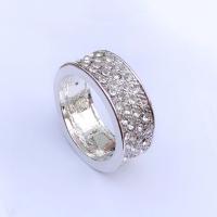 Zinc Alloy Finger Ring silver color plated fashion jewelry & Unisex & with rhinestone nickel lead & cadmium free Sold By PC