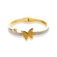 Titanium Steel Bracelet & Bangle 18K gold plated fashion jewelry & for woman & with rhinestone golden Inner Approx Sold By PC