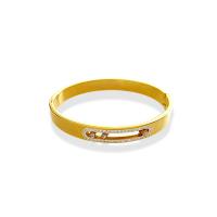 Bracelet d'acier titane, bijoux de mode & pavé de micro zircon & pour femme, doré, Diamètre intérieur:Environ 50x60mm, Vendu par PC