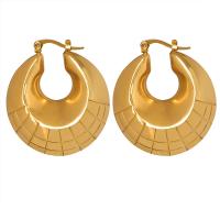 Titanium stål øreringe, 18K forgyldt, mode smykker & for kvinde, gylden, 37x33mm, Solgt af par