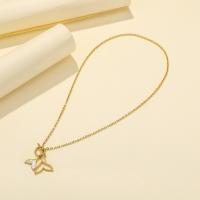 Stainless Steel Jewelry Necklace, 304 Stainless Steel, with Shell, with 5cm extender chain, Vacuum Ion Plating, fashion jewelry & for woman, golden, 45x23mm, Length:Approx 55 cm, Sold By PC