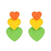 Zinc Alloy Stud Earring Heart painted fashion jewelry & for woman nickel lead & cadmium free Sold By Pair