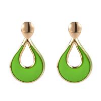 Tibetan Style Stud Earring, Teardrop, painted, fashion jewelry & for woman & hollow, green, nickel, lead & cadmium free, 70x40mm, Sold By Pair