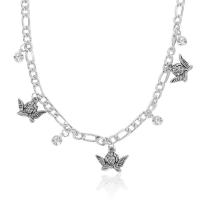 Cink Alloy nakit ogrlice, s 5cm Produžetak lanac, starinski srebrne boje pozlaćen, modni nakit & za žene & s Rhinestone, nikal, olovo i kadmij besplatno, Dužina Približno 38 cm, Prodano By PC
