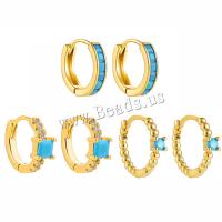 Stainless Steel Lever Back Earring, 304 Stainless Steel, with turquoise, Vacuum Ion Plating, fashion jewelry & different styles for choice & for woman & with rhinestone, golden, Sold By Pair