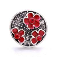 Tibetan Style Snap Button Bracelet Clasp, Round, antique silver color plated, fashion jewelry & DIY & enamel & with rhinestone, more colors for choice, nickel, lead & cadmium free, 19x19mm, Sold By PC