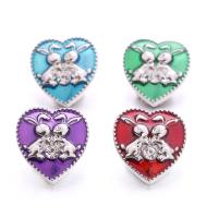 Zinc Alloy Snap Button Bracelet Clasp Heart platinum color plated fashion jewelry & DIY & enamel & with rhinestone nickel lead & cadmium free Sold By PC