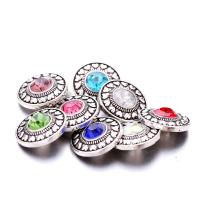 Zinc Alloy Snap Button Bracelet Clasp Round antique silver color plated fashion jewelry & DIY & with rhinestone nickel lead & cadmium free Sold By PC
