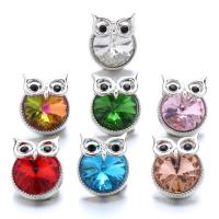 Tibetan Style Snap Button Bracelet Clasp, Owl, platinum color plated, fashion jewelry & DIY & with rhinestone, more colors for choice, nickel, lead & cadmium free, 18x18mm, Sold By PC