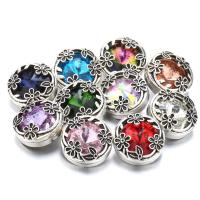 Tibetan Style Snap Button Bracelet Clasp, Round, antique silver color plated, fashion jewelry & DIY & with rhinestone, more colors for choice, nickel, lead & cadmium free, 19x19mm, Sold By PC