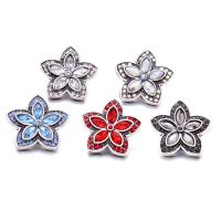 Tibetan Style Snap Button Bracelet Clasp, Flower, antique silver color plated, fashion jewelry & DIY & with rhinestone, more colors for choice, nickel, lead & cadmium free, 20x20mm, Sold By PC