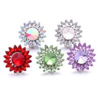 Tibetan Style Snap Button Bracelet Clasp, Flower, platinum color plated, fashion jewelry & DIY & with rhinestone, more colors for choice, nickel, lead & cadmium free, 20x20mm, Sold By PC