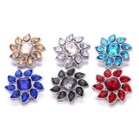 Tibetan Style Snap Button Bracelet Clasp, Flower, platinum color plated, fashion jewelry & DIY & with rhinestone, more colors for choice, nickel, lead & cadmium free, 23x23mm, Sold By PC