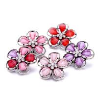 Zinc Alloy Snap Button Bracelet Clasp Flower antique silver color plated fashion jewelry & DIY & enamel & with rhinestone & hollow nickel lead & cadmium free Sold By PC