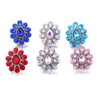 Tibetan Style Snap Button Bracelet Clasp, Flower, platinum color plated, fashion jewelry & DIY & with rhinestone, more colors for choice, nickel, lead & cadmium free, 18x20mm, Sold By PC
