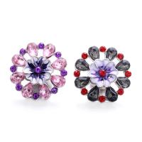 Zinc Alloy Snap Button Bracelet Clasp Flower platinum color plated fashion jewelry & DIY & enamel & with rhinestone & hollow nickel lead & cadmium free Sold By PC