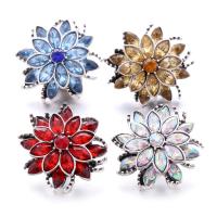 Zinc Alloy Snap Button Bracelet Clasp Flower antique silver color plated fashion jewelry & DIY & with rhinestone nickel lead & cadmium free Sold By PC