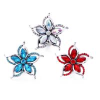 Tibetan Style Snap Button Bracelet Clasp, Flower, platinum color plated, fashion jewelry & DIY & with rhinestone, more colors for choice, nickel, lead & cadmium free, 29x29mm, Sold By PC