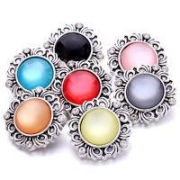 Tibetan Style Snap Button Bracelet Clasp, with Plastic, Round, antique silver color plated, fashion jewelry & DIY, more colors for choice, nickel, lead & cadmium free, 19x19mm, Sold By PC