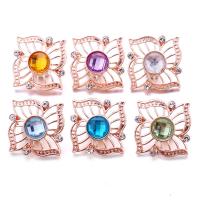 Tibetan Style Snap Button Bracelet Clasp, Flower, rose gold color plated, fashion jewelry & DIY & with rhinestone & hollow, more colors for choice, nickel, lead & cadmium free, 20x20mm, Sold By PC