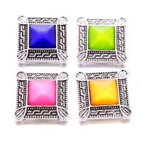 Zinc Alloy Snap Button Bracelet Clasp with Plastic Square antique silver color plated fashion jewelry & DIY nickel lead & cadmium free Sold By PC
