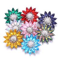 Tibetan Style Snap Button Bracelet Clasp, Flower, platinum color plated, fashion jewelry & DIY & with rhinestone, more colors for choice, nickel, lead & cadmium free, 25x25mm, Sold By PC